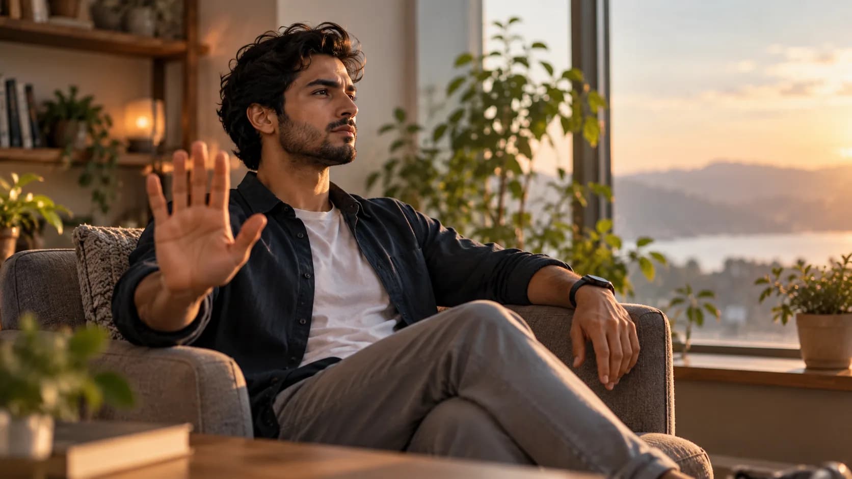 person setting firm boundaries, representing self-protection and safety in recovery