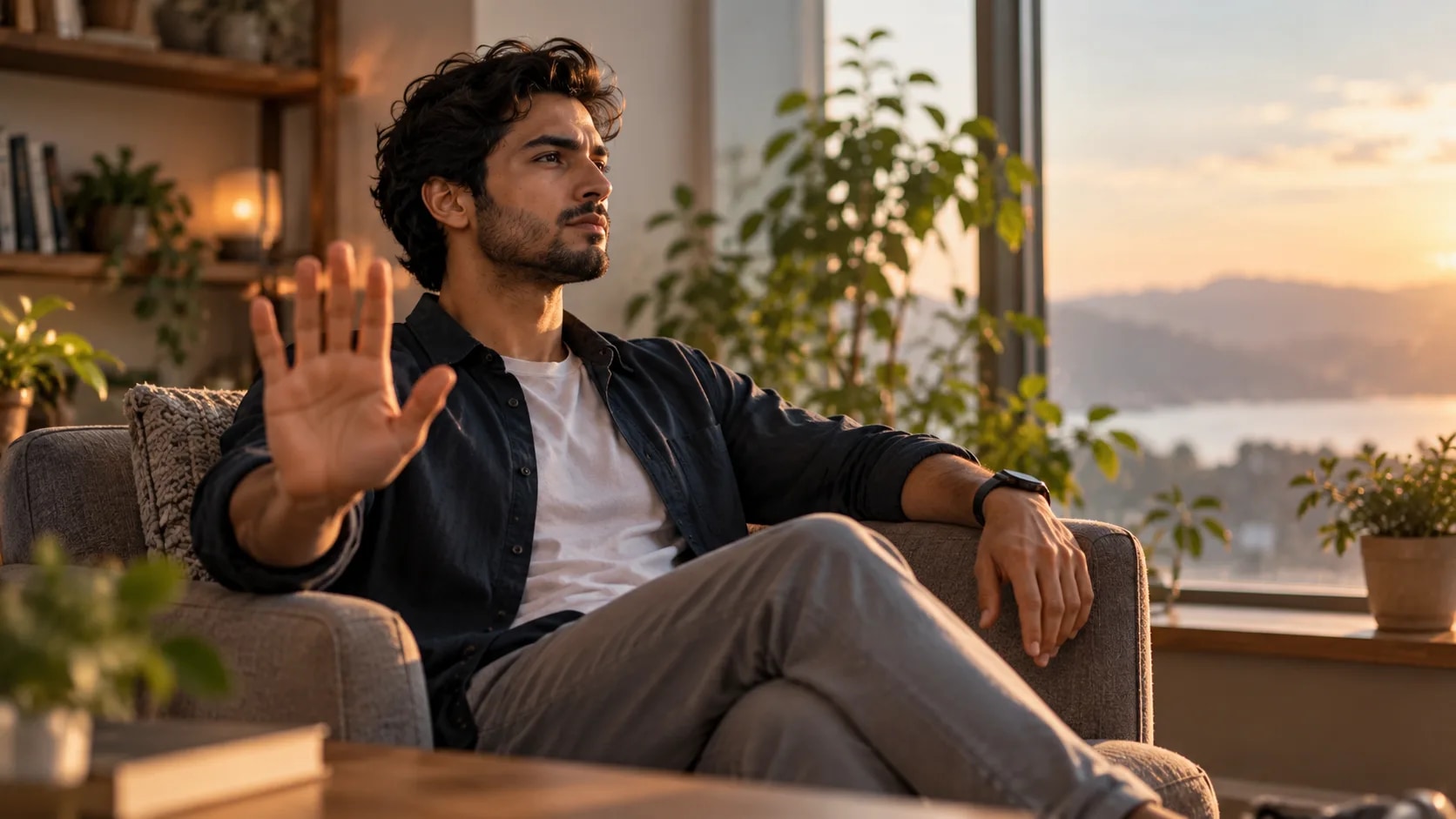 person setting firm boundaries, representing self-protection and safety in recovery